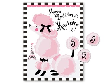Pin the tail on the POODLE- party game - DIY party game - party game for girls - poodle game