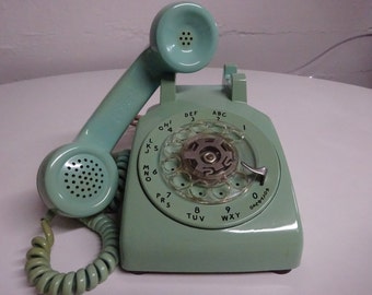 Vintage Bell System Rare Mint Green Rotary Dial Desk Top Telephone By Western Electric - FREE SHIPPING