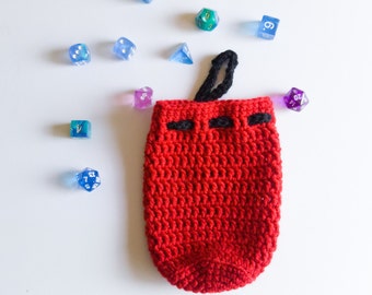 Crochet Solid Color Drawstring Dice Bag