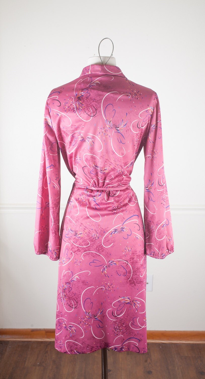 1970s Hot Pink Dress Vintage 70s Dress Boho Dress Novelty