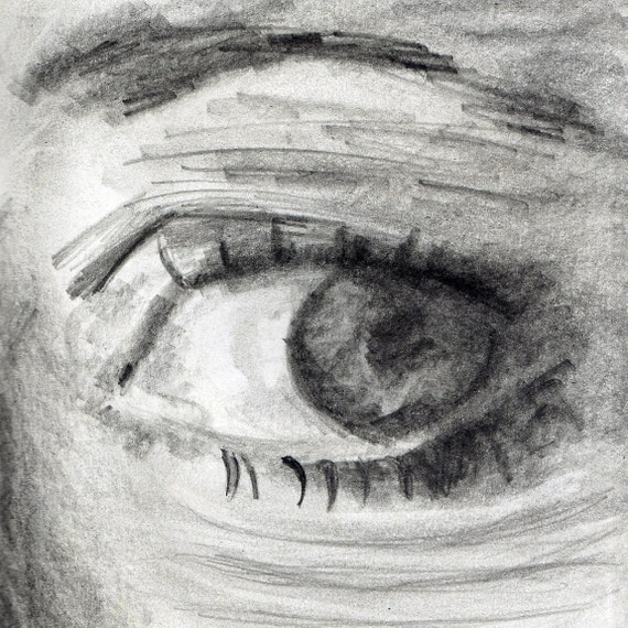 Items similar to Anxiety - Original pencil drawing of a woman's eye ...