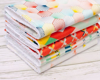 Baby Burp Cloths Set of 5, Baby Gift, Baby Shower Gift, Gender Neutral Burpcloths, Unisex Burp Cloths, Bright Burp Cloths
