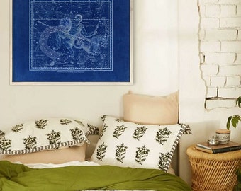 Aquarius sign print 1822, Vintage Aquarius constellation zodiac star map, 4 sizes up to 36x30" (90x75cm) - Limited Edition - Print 1