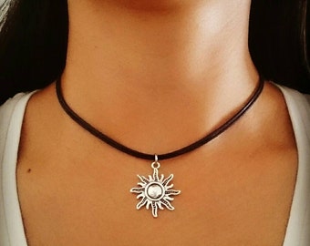 Sun Choker Necklace, Sun Choker, Sun Jewelry, Sun Jewellery, Bohemian Jewelry, Grunge Jewelry, Gift for Her, Gift for Woman, 90s Jewelry