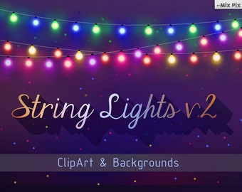 String Lights Clipart, Party Light, string lights clipart, christmas lights, new year lights, clipart lights