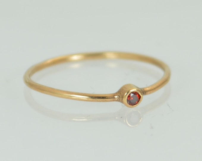 Tiny Garnet Ring, 14k Solid Rose Gold Garnet Ring, Garnet Stacking Ring, Garnet Mothers Ring, January Birthstone, Garnet Rings, Tiny Ring