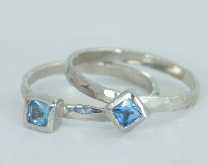 Square Aquamarine Ring, Aquamarine White Gold Ring, March Birthstone Ring, Square Stone Mothers Ring, Square Stone Ring, Aquamarine Ring