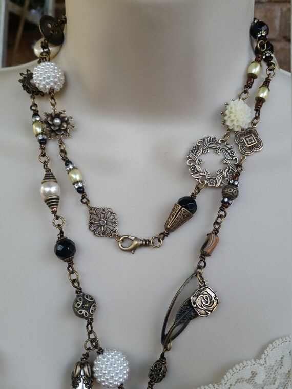 Vintage Locket Handpainted/Rose Locket Necklace Gypsy Chain
