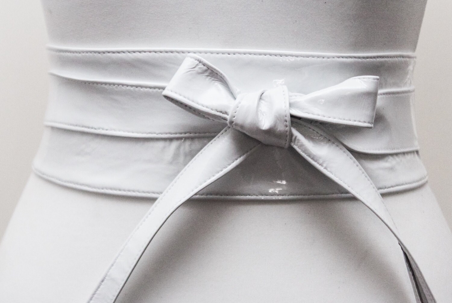 White Patent Leather Belt white Leather Obi Belt White