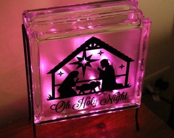 Nativity Scene Vinyl Decal "Oh Holy Night" - Christmas, Glass Block, Lighting, Lights