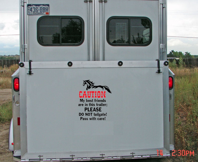 Caution Horse Trailer Sticker 14 inches by 18 inches