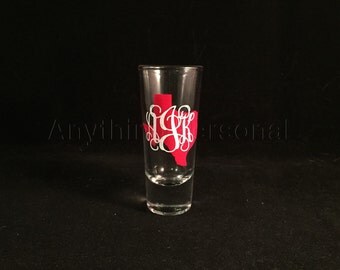 State Monogram Shot Glass, Personalized Shot Glass, Bridal Party Gift, Shot Glass, Monogram Gift, State Monogram, GNO, Bridesmaid Gift