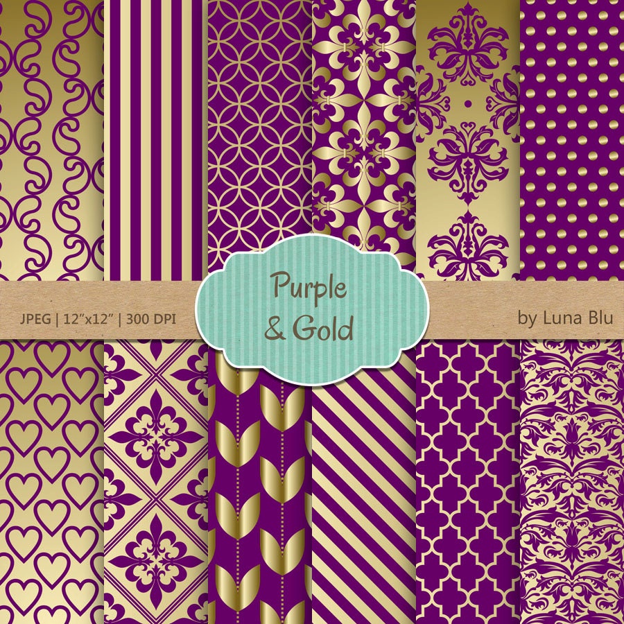 Purple and Gold Digital Paper: 