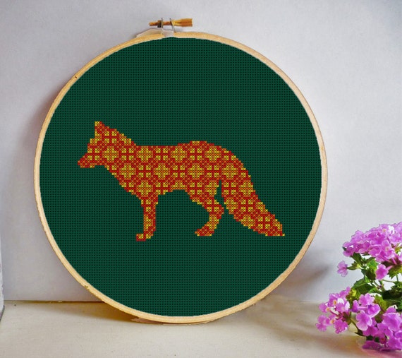 Woodland Fox Mosaic Cross Stitch Pattern PDF Instant