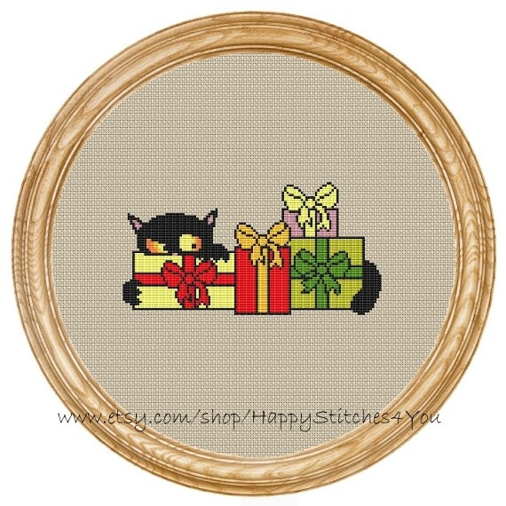 Cross Stitch Pattern PDF christmas cat DD0187