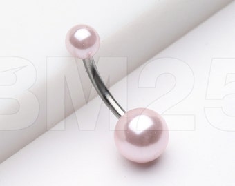 Light Pink Pearlescent Luster Basic Belly Button Ring