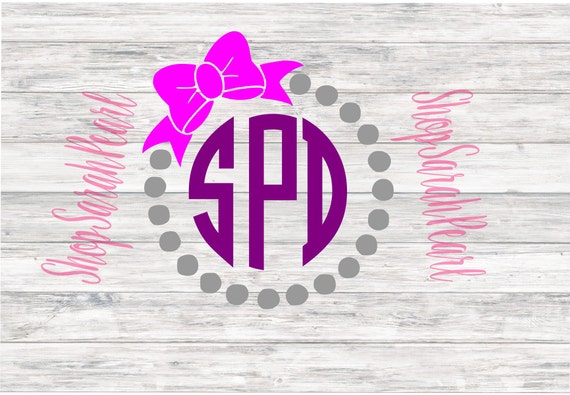 Download Pearl Monogram Circle with Bow Initials SVG PNG dxf eps Studio