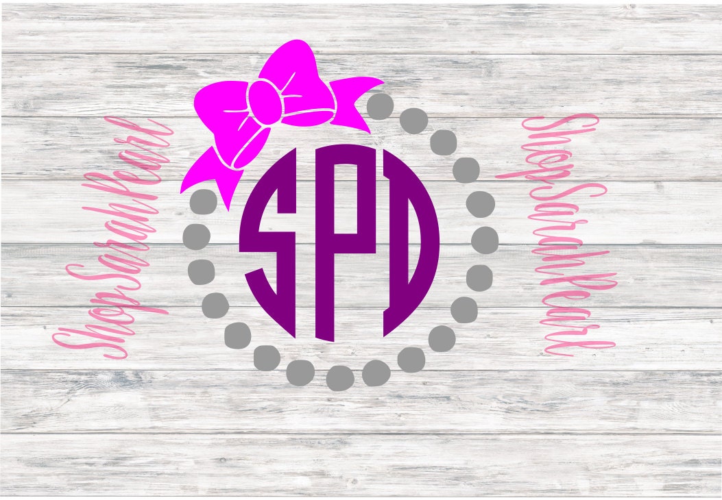Download Pearl Monogram Circle with Bow Initials SVG PNG dxf eps Studio