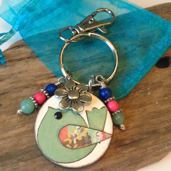 Boho Bird Keychain Bird Lover Gift Cute Bird Keychain