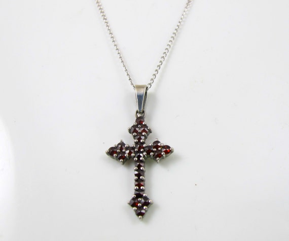 On Hold Reserved Bohemian Garnet Cross Necklace Vintage