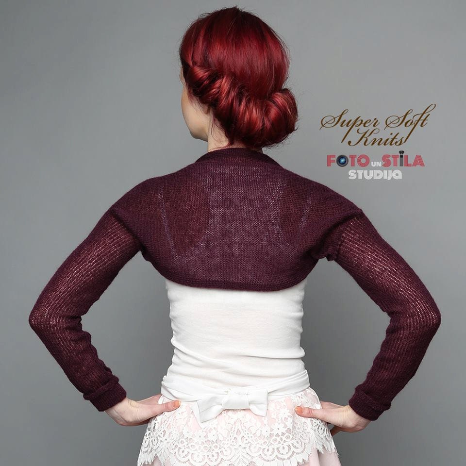 Bridesmaids Bolero Burgundy Wedding shrug Jacket long sleeve