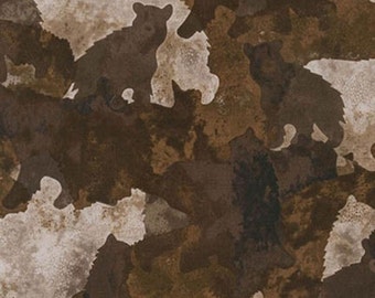 Enchanted Pines Bear Collage by Robert Kaufman by the yard
