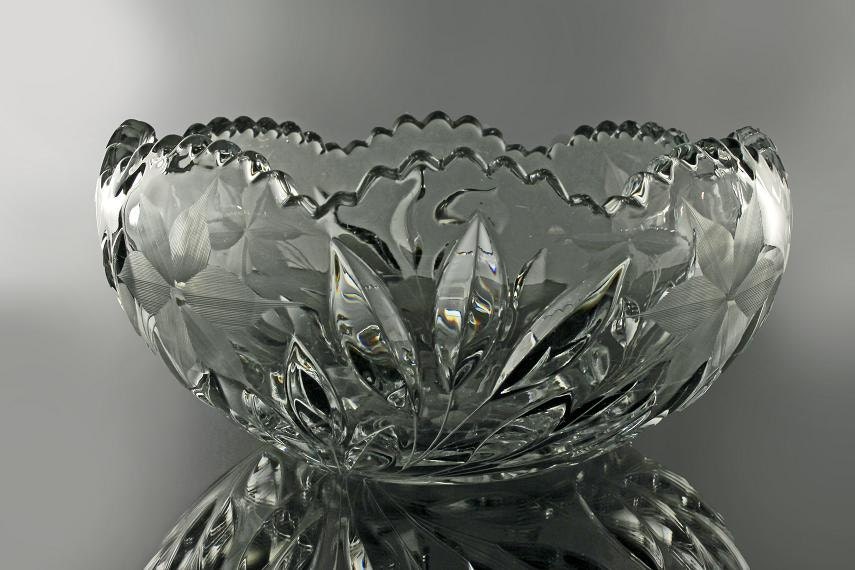 Eapg Crystal Bowl Daisy And Vine Pattern Antique Sawtooth Edge Clear Glass Pressed Glass