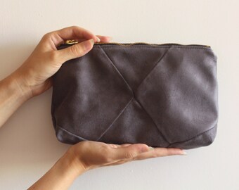 Gray Evening Clutch /Gray bag - Women's bag /Gray clutch / Evening clutch purse - evening bag / Vegan bag - Faux suede clutch