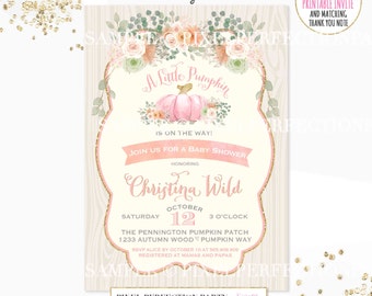 Pumpkin Baby Shower Invitation Rustic Pumpkin Baby Shower Invitation A Little Pumpkin On The Way Shower Girl Rustic Girl Floral Shower