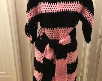 Pink and Black Cardigan Sweater Jacket