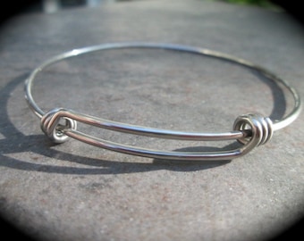 STAINLESS STEEL bangles adjustable wire bangle bracelet blanks sold per piece Beautiful Quality 2 1/2"
