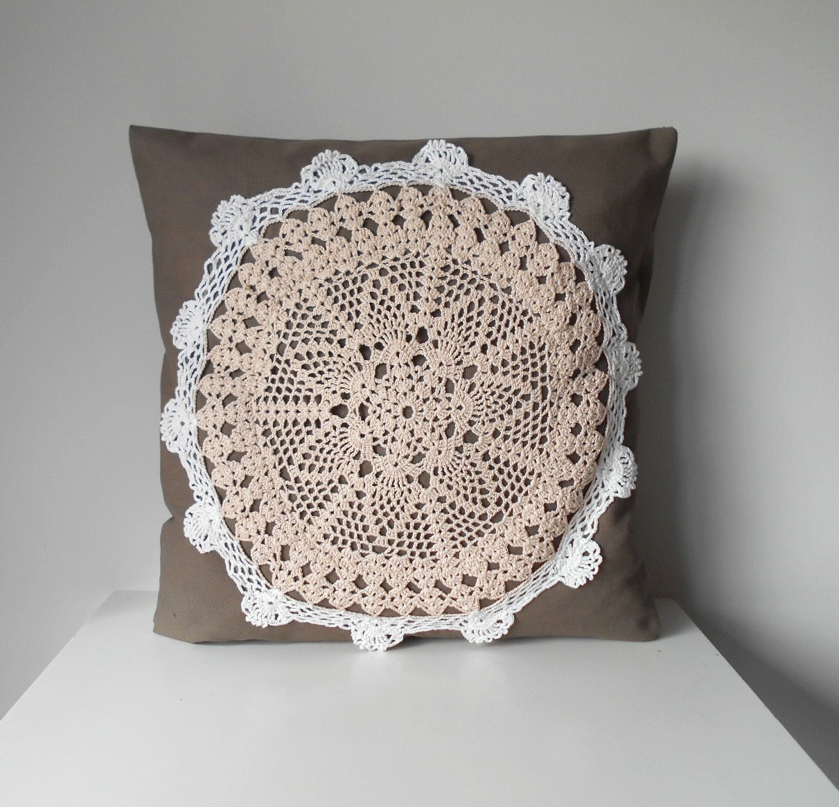 Crochet Pillow Cover Decorative Throw Pillow Rustic Pillow