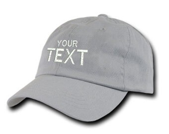 Grey Dad Hat Custom Embroidered Baseball Cap, Your Own Personalized Hat Custom Hat on a Curved Brim Baseball Cap, Choose Your Text
