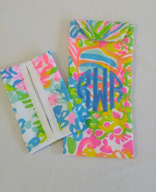 Monogrammed Lilly Pulitzer Eyeglass Case and Pocket Tissue