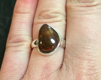 mexican fire agate ring - fire agate stone ring silver - mexican fire agate ring size 7 - Gemstone ring - size 7 ring - sterling silver