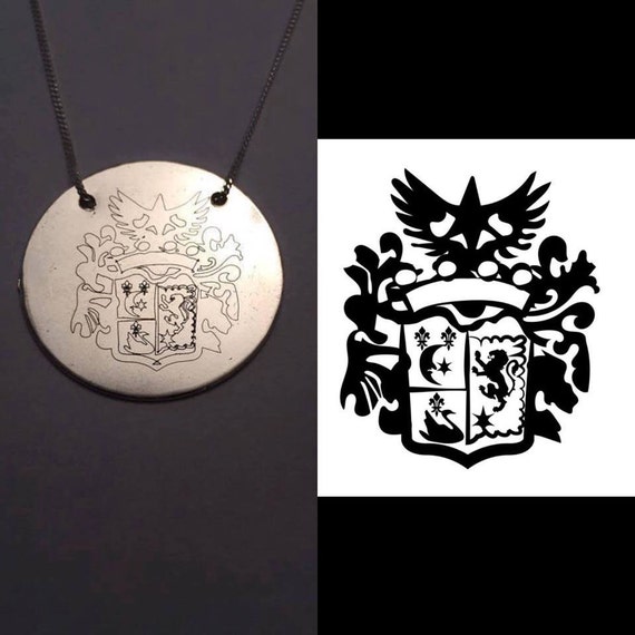 family crest necklace Sterling Silver crest Pendant Coat of