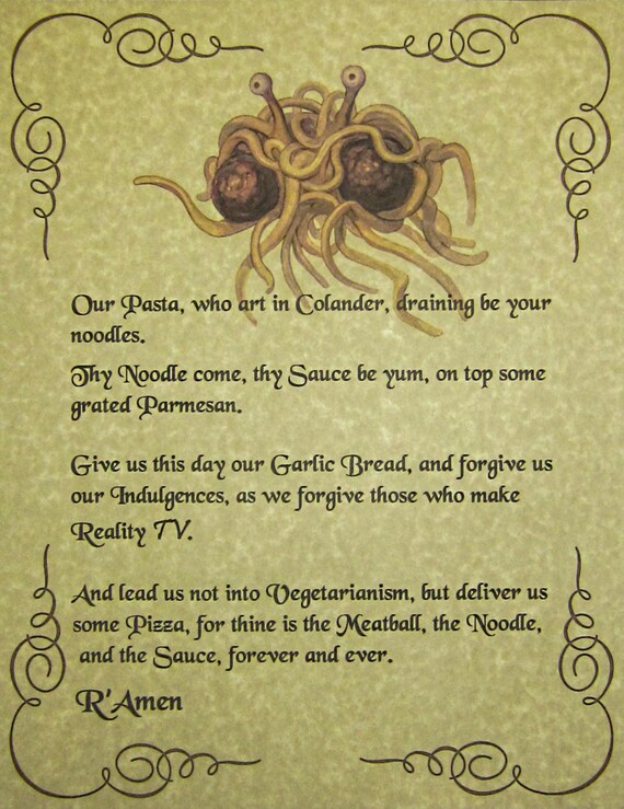 FSM Lord's Prayer Poster Pastafarian Flying Spaghetti