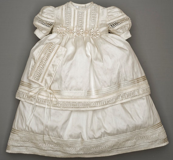 Elegant Baby Girl Christening Baptism dress HandMade Silk