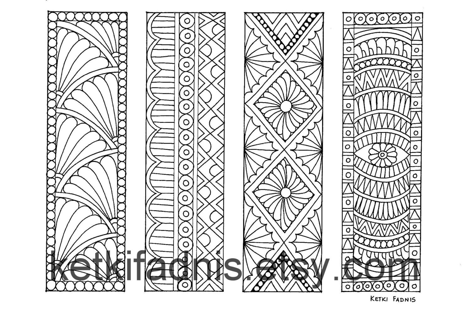 Download Coloring bookmarks Patterns bookmarks coloring page