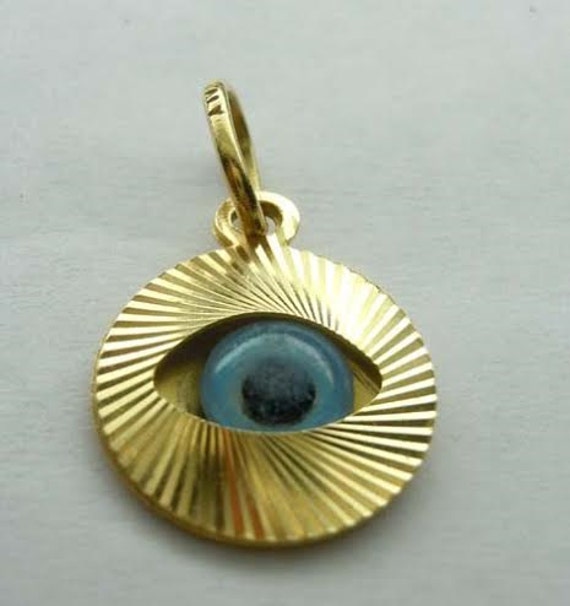 14kt Italian Gold Enamel Movable 3D Evil Eye Charm Pendant