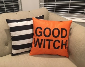 REVERSIBLE-Good Witch/Bad Witch - Halloween pillow cover