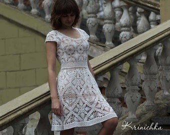 Crochet dress PATTERN, Boho crochet dress PATTERN, CHART and basic instructions in English, chart rows are not interpreted in words.