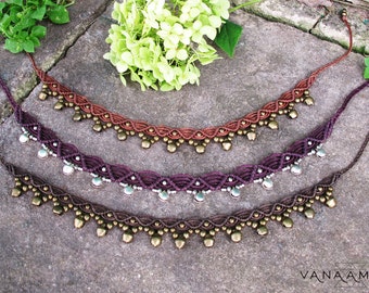 Macrame anklet with bells, macrame feet bracelet, gypsy anklet, boho anklet, bells feet bracelet, hippie festival psytrance, tribal anklet