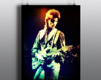 David Bowie- Ziggy Stardust and the Spiders from Mars, Glam Rock, Space Oddity, Diamond Dogs, Art Print, Watercolor Print, Poster No84