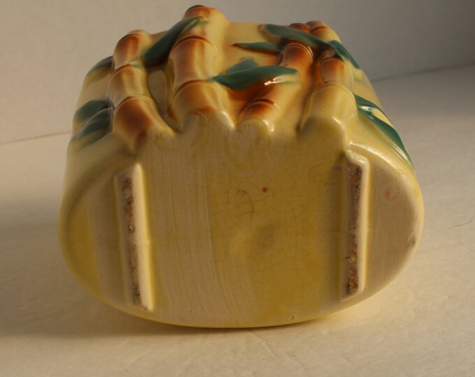 Vintage Ceramic Planter Pot, Bamboo Planter