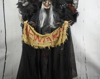 Spooky Witch Wreath, Beware of Witch Wreath, Ugly Witch Wreath, Halloween Door Decor, Witch Wreath, Spider Wreath, Halloween Wreath, Witch