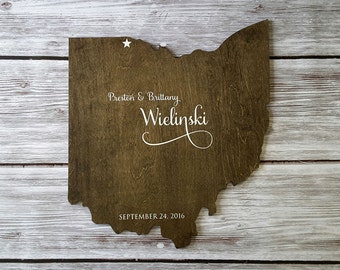 Wedding Guest Book Alternative. State Guest Book. Wood Guest Book. Custom State Sign. Personalized State Sign. Wood State Cutout, Ohio