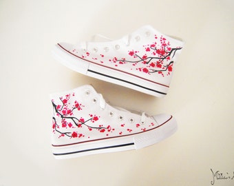 Japanese hand painted shoes / Sakura shoes / Cherry blossom shoes
