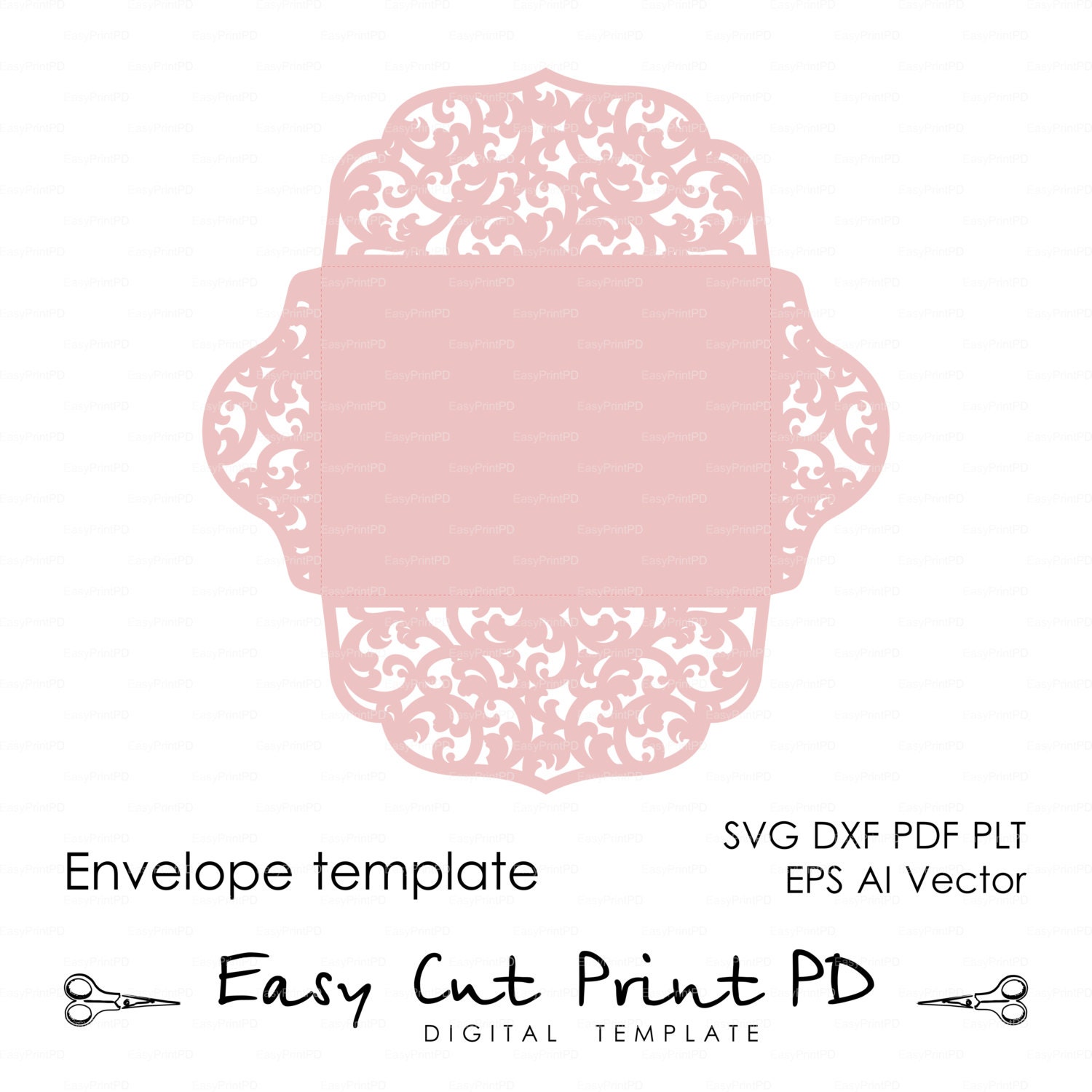 Download Scroll Lace Wedding Envelope pattern Template by EasyCutPrintPD