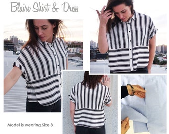 Blaire Shirt & Dress - Sizes 8, 10, 12 - PDF sewing pattern for printing at home by Style Arc - Instant Download